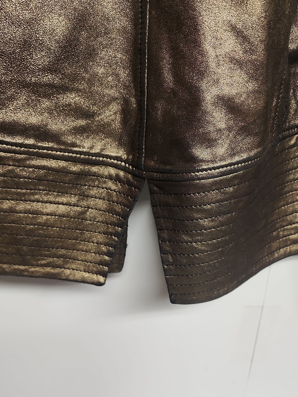 REBA Western Metallic Bronze/Gold Goat Leather Moto Black Lining Jacket Size L - Picture 5 of 9